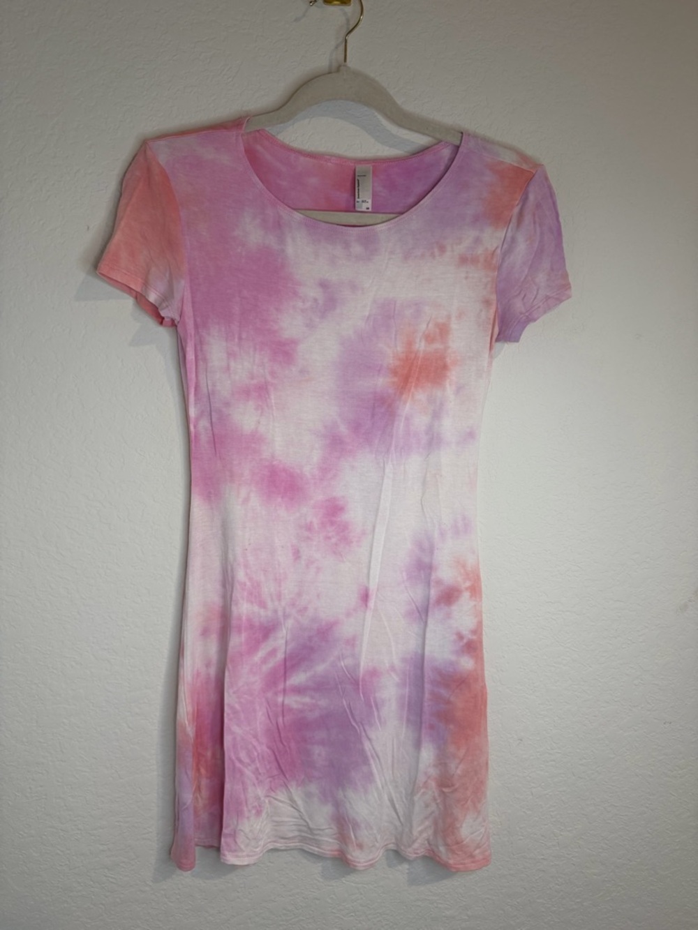 American Apparel Tie-Dye Short Sleeve Scoop Neck Dress - Pink & Lavender